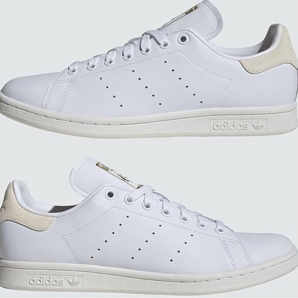 ✨Host pick✨ Adidas Stan Smith Classic White Gray Gold Sneakers Men’s Size 9.5